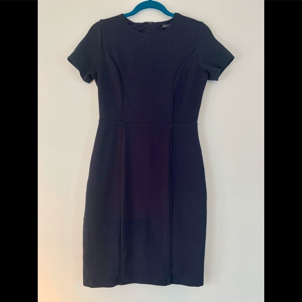 Brooks Brothers Navy Suit Dress Stretchy Size 4 Viscose Blend Fitted Tailored